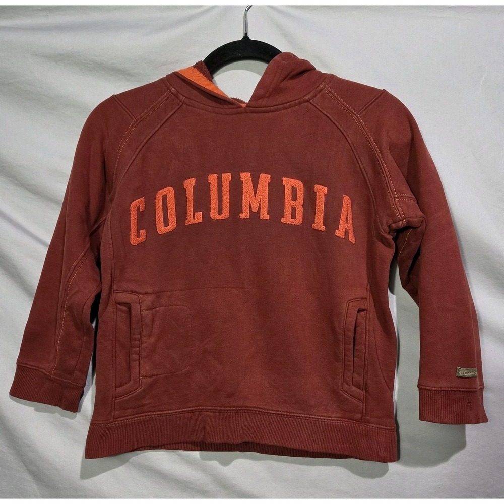 Columbia Logo Hoodie Youth Size 6 Rust w Orange Logo & Stitching Gorpcore Hiking